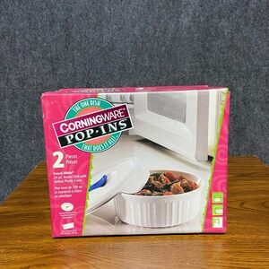 CorningWare Pop-Ins French White 24 oz Round Dish with Vented Lid 6022228 New